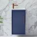 Edge Meuble lave-mains suspendu - Avec plan vasque - 40 cm – Bleu marine - Poignée en T cuivre satiné