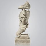fazhongfa Thinker Standbeeld - Stilte is Goud Moderne Decor Creatieve Abstracte Kunst Beeldje Hars Sculpturen Decoratie Kamer Thuis Studie Kantoor voor Mannen Desktop Ornament (Zandsteen)