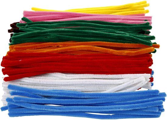 creotime Chenille draad, dikte 9 mm, kleuren assorti, 200 assorti