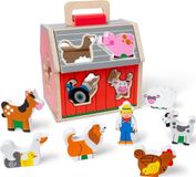 Melissa & Doug Houten schuur om te sorteren met 10 figuren voor onderweg, boerderijspeelgoed, educatief speelgoed voor het sorteren van vormen en stapelen voor peuters en kinderen vanaf 2 jaar