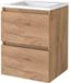 Basic Line Start 46 Badkamermeubelset - 50 x 46 cm - Greeploos - 2 Lades - Acryl Wastafel - Zonder Kraangat - Whisky Oak