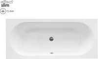 Badland VITAE SLIM ligbad 160 x 75 cm wit met styropor ombouw met bamboe badplank
