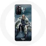 Maniacase Hoesje voor Xiaomi Redmi Note 11s 5G Vikings serie seizoen 6 Ragnar Lothbrok logo V zwaard grijze mist achtergrond