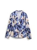 TOM TAILOR Blouse beige / blauw / chocoladebruin