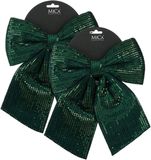Mica Decorations Kerst strik ornament - 2 stuks - donkergroen - 24 x 28 cm - polyester