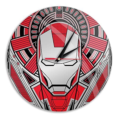 ERT GROUP Originele en officieel door Marvel gelicentieerde glanzende wandklok, Iron Man 033-patroon, stil, uniek ontwerp, geverfde metalen wijzers, 30,5 cm (12 ")