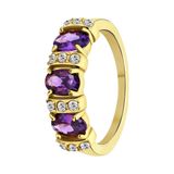 Lucardi Dames vintage ring met paarse zirkonia – Maat 69 – 22mm - Ring - Cadeau - Staal goldplated - Goudkleurig