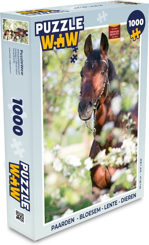 MuchoWow Puzzel Paard - Bloesem - Lente - Legpuzzel - Puzzel 1000 stukjes volwassenen