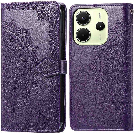 imoshion Hoesje - Geschikt voor Xiaomi Redmi Note 14 (4G) - Mandala Bookcase - Paars