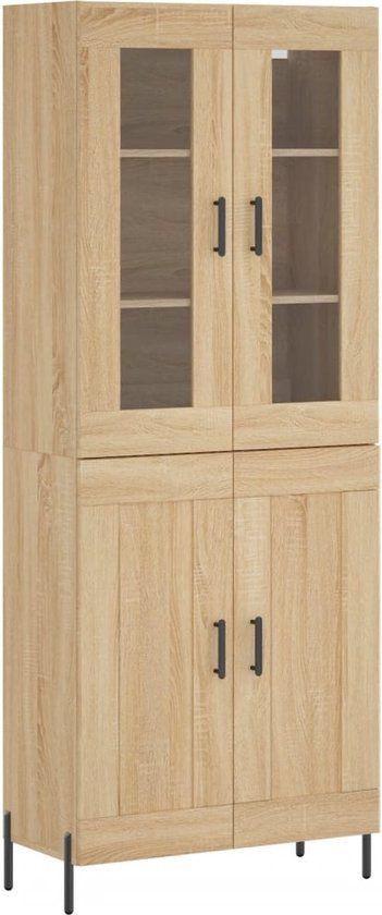 vidaXL Hoge kast 69,5x34x180 cm bewerkt hout sonoma eikenkleurig