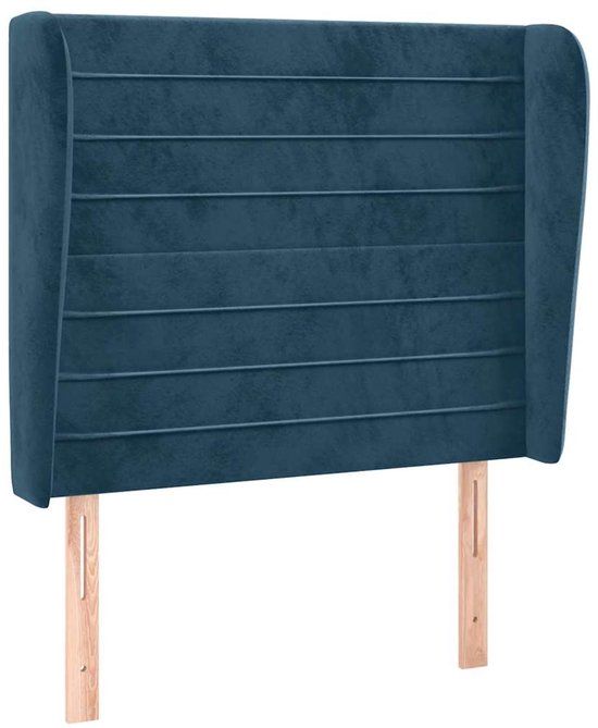 vidaXL Hoofdbord met randen 103x23x118/128 cm fluweel donkerblauw