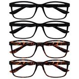 Leesbril The Reading Glasses Leesbril Mannen Groot Zwart Bruin Lezers Waarde 4 Stuks Ontwerper Stijl Scharnieren Met Veer RRRR83-1122 +2,50