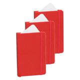 Merkloos Notitieboekje met harde kaft en elastiek - 3x - rood - 9 x 14 cm - 100 blanco paginas