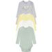 LUPILU Babyrompers, 5 stuks, van puur biologisch katoen. (Grijs/Geel/Mint/Wit, 50/56)