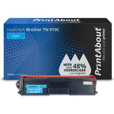 PrintAbout Brother TN-910C Toner Cyaan Extra Hoge Capaciteit
