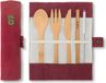 Bamboe Bestek Set - Eco Reisbestek - Milieuvriendelijk Tafelgerei - 4 stuks - Olijf - Bamboe - 20 cm