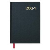 Dohe Kalender 2024, Dagoverzicht, januari 2024, december 2024, middelgroot, 14 x 20 cm, 288 pagina's, genaaid, Hardcover, Zwart, Model Syntex
