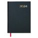 Dohe Kalender 2024, Dagoverzicht, januari 2024, december 2024, middelgroot, 14 x 20 cm, 288 pagina's, genaaid, Hardcover, Zwart, Model Syntex