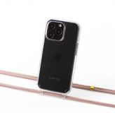 casey Apple iPhone 13 Pro silicone hoesje transparant met oortjes en koord pink
