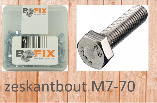 Bofix Zeskant bout M7 x 70 mm verzinkt 12 stuks 217770