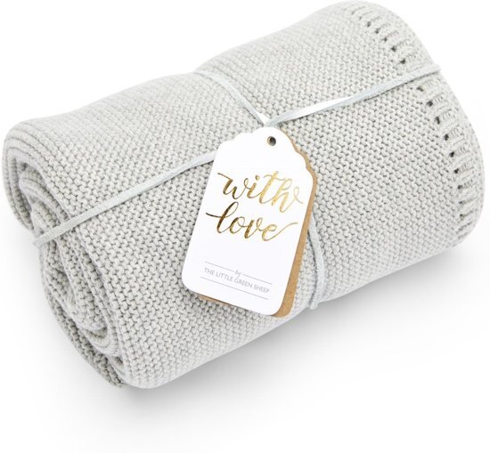 The Little Green Sheep Organic Knit Baby Blanket Dove grijs