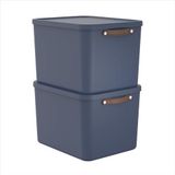 Rotho Maloja Opbergdoos, set van 2 stuks, 55 l met deksel, 53,5 x 40 x 34 cm (l x b x h)
