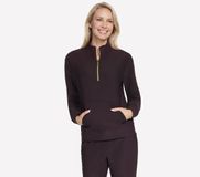 Skechers GOLUXE RIB 1/4 ZIP Dames Trui - Bruin