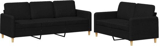 vidaXL 2-delige loungeset met kussens stof zwart