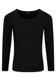 Schiesser Shirt 1/1 Dames Zwart Ronde Hals Lange Mouw