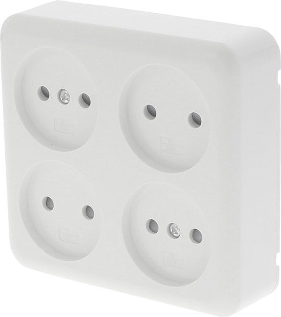 Q-Link Viervoudig Stopcontact - Opbouw - Polarwit