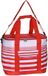 Merkloos Koeltas draagtas schoudertas - rood/wit gestreept - 28 x 18 x 29 cm - 12 liter