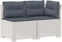 vidaXL Tuinbank met Kussens Rattan Look PP Wit