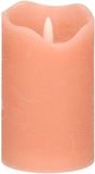 Stern Fabrik bougie LED/bougie tronc - rose - D7,5 x H12,5 cm - minuteur - flamme 3D