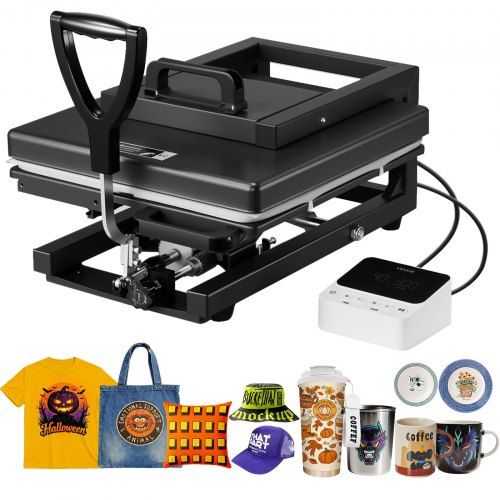 VEVOR Hybride warmtepers, 15 x 15 inch, 8-in-1 multifunctioneel, snel en gelijkmatig opwarmen, gloednieuw gepatenteerd ontwerp, eenvoudig te bedienen, sublimatiepersmachine voor T-shirts, mokken