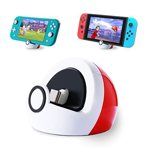 Antank Kleine oplaadstandaard voor Nintendo Switch/Switch Lite/Switch OLED, Type-c poort laadstation geen projectie, Mini Compact Draagbaar Wit & Rood