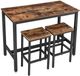 Songmics Table de bar style industriel avec 2 tabourets de bar – Marron foncé/vintage
