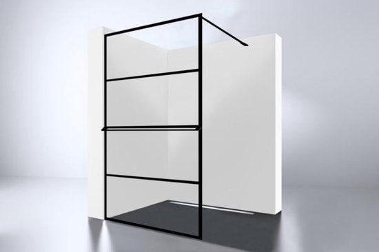 Best Design Inloopdouche Noire 100x200cm Zwart Mat Glas met Handdoekrek
