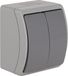 ViPlast Prise double avec porte-bougie, étanche aux éclaboussures, gris cendre/gris, IP44, KOALA 152-08