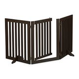 Relaxdays Vrijstaande barrière met deur, 70 x 154 cm, opvouwbaar, met voeten, voor kinderen en honden, bruin