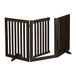 Relaxdays Vrijstaande barrière met deur, 70 x 154 cm, opvouwbaar, met voeten, voor kinderen en honden, bruin
