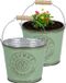 Sunnydays Emmer/plantenpot/bloempot - 2x - zink - jadegroen - D23 x H22 cm
