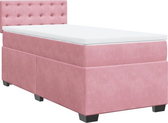 vidaXL Boxspring met matras fluweel roze 100x200 cm