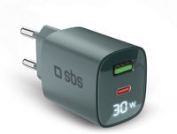 Sbs TETRGANLCD1USB1C30A oplader voor mobiele apparatuur Universeel Lichtblauw AC Snel opladen Binnen
