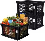 Bellatio Design opbergbox - 5x - opbergkrat - zwart - 40 x 30 x 22 cm - kunststof