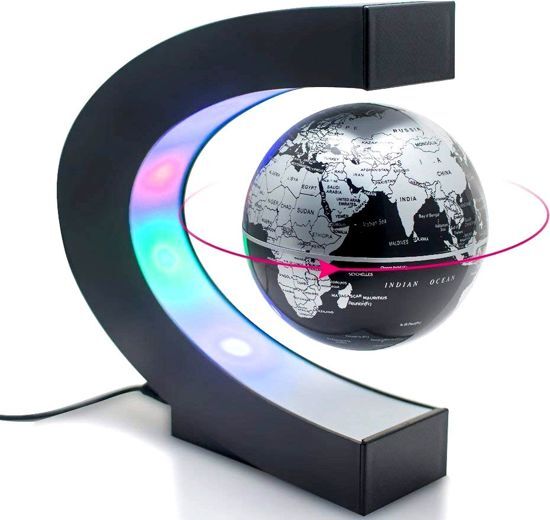qMust Zwevende Wereldbol Magnetisch Draaibaar - Bureau Accessoire Met LED verlichting