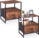 Merkloos Relaxdays nachtkastje industrieel - set van 2 - 50 x 45 x 42,5 cm - met lade - zwart-bruin
