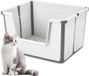 OEM Bol Open kattenbak met hoge zijkanten - Opvouwbare, 100% lekvrij en spatwaterdicht, lage ingang, grote kattenbak (grijs)