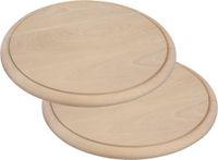 Merkloos Serveer plank - Set van 2x stuks - D25 cm - hout - rond - ham plankje - broodplank - Ontbijtplank