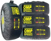 OMP Tyre Cover Set Speed (4 Stuks) - Universeel, Polyester, Zilverkleurig/Zwart