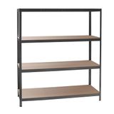 Wiltec Zwaar belastbaar rek, 160x60x180 cm, 175 kg per plank, zwart stalen steekrek, draagrek met 4 planken, werkplaatsrek